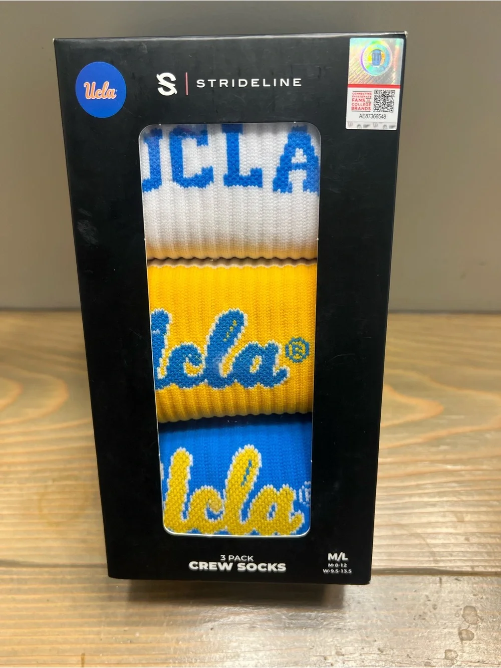 Strideline UCLA 3-Pack Crew Socks - White, Gold, Blue